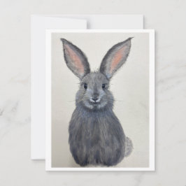 Smiling Grey Bunny Notecard - Original Artwork Feestdagenkaart