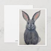 Smiling Grey Bunny Notecard - Original Artwork Feestdagenkaart (Voorkant / Achterkant)