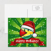 Smiling Guyana Flag Christmas Style Feestdagenkaart (Voorkant / Achterkant)