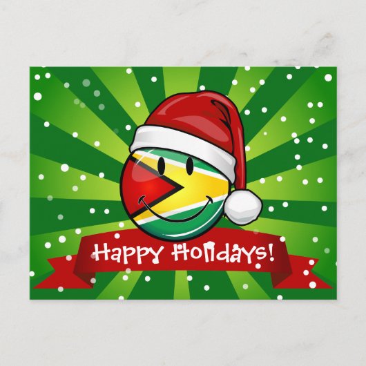 Smiling Guyana Flag Christmas Style Feestdagenkaart (Voorkant)