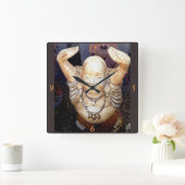 smiling happy buddha clock vierkante klok (Huis)