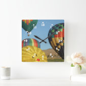 Smiling, Happy Hot Air Balloons Clock Vierkante Klok (Huis)