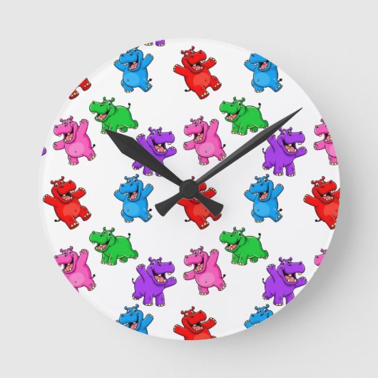 Smiling Hippo Ronde Klok (Voorkant)