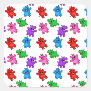 Smiling Hippo Vierkante Sticker