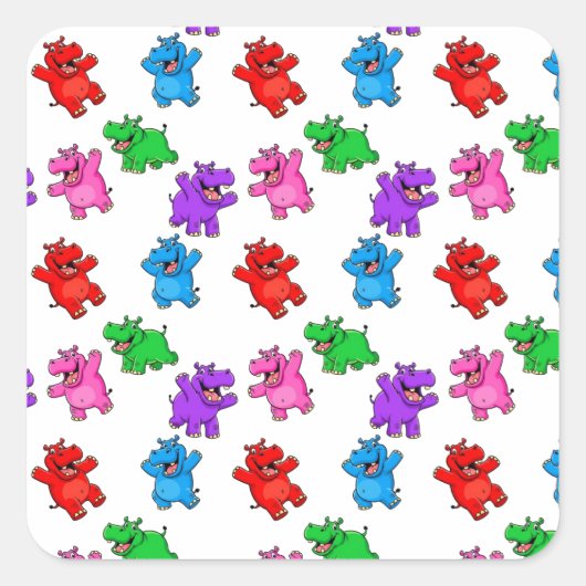 Smiling Hippo Vierkante Sticker (Voorkant)