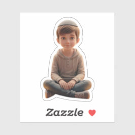 Smiling Jewish Boy – Cute Design with Kippah Sticker