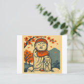 Smiling Jizo Guardian – Japanese Folk Art Briefkaart (Staand voorkant)