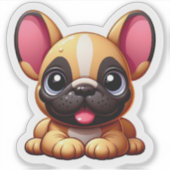 Smiling Kawaii French Bulldog Puppy Sticker (Voorkant)