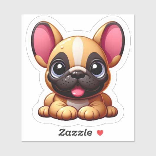 Smiling Kawaii French Bulldog Puppy Sticker (Vel)