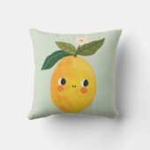 Smiling Lemon Pillow – Cute Fruit Nursery & Kids  Kussen (Achterkant)