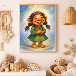 Smiling Little Troll Whimsical Children’s Story Foto Afdruk