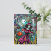 Smiling Moon Halloween Fantasy Art beroemd gemaakt Briefkaart (Staand voorkant)