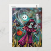 Smiling Moon Halloween Fantasy Art beroemd gemaakt Briefkaart (Voorkant / Achterkant)
