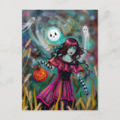 Smiling Moon Halloween Fantasy Art beroemd gemaakt Briefkaart (Voorkant)