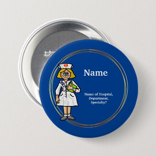 Smiling Nurse Button to Customize (Voorkant /achterkant)