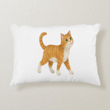 Smiling Orange Cat Decorative Pillow