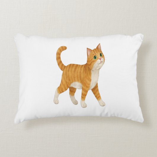 Smiling Orange Cat Decorative Pillow Accent Kussen (Voorkant)