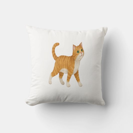 Smiling Orange Cat Decorative Pillow Kussen (Voorkant)