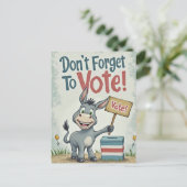 Smiling Patriotic Donkey Vote Reminder Briefkaart (Staand voorkant)