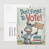 Smiling Patriotic Donkey Vote Reminder Briefkaart (Voorkant / Achterkant)