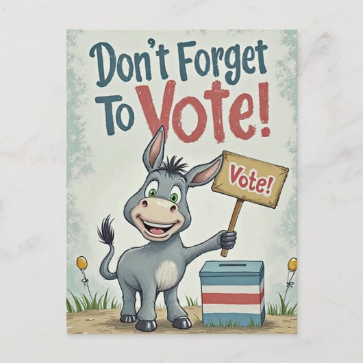 Smiling Patriotic Donkey Vote Reminder Briefkaart (Voorkant)