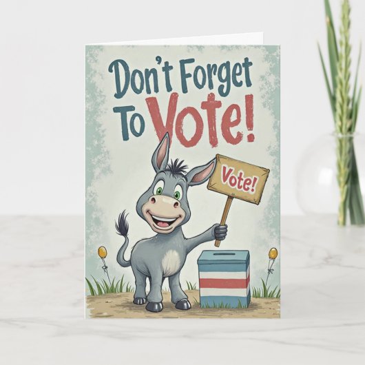 Smiling Patriotic Donkey Vote Reminder Kaart (Voorkant)