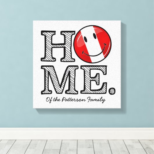 Smiling Peruvian Flag | House Warmer Canvas Afdruk (Insitu (Houten vloer))