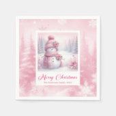 Smiling Pinkmas Winter Scene Christmas Napkins Kid Servet (Voorkant)