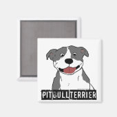 Smiling Pit Bull (Blauwe en Witte rasnaam) Magneet (Voorkant / Achterkant)