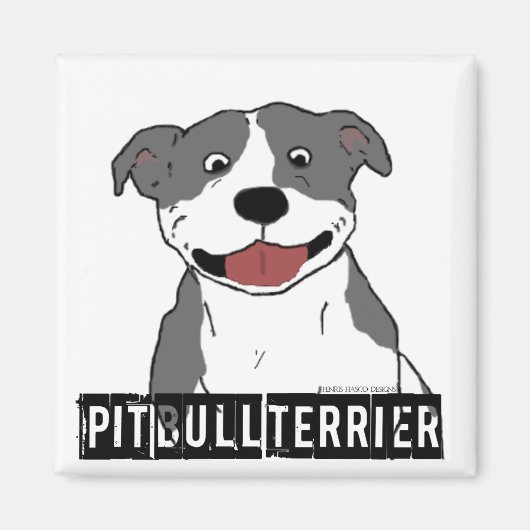 Smiling Pit Bull (Blauwe en Witte rasnaam) Magneet (Voorkant)