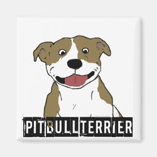 Smiling Pit Bull (Tan en White alleen rasnaam) Magneet