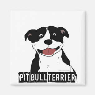 Smiling Pit Bull (Zwart-wit alleen rasnaam) Magneet