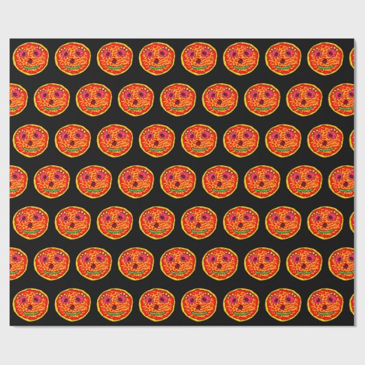 Smiling Pizza Face Illustration Design Cadeaupapier (Vlak)