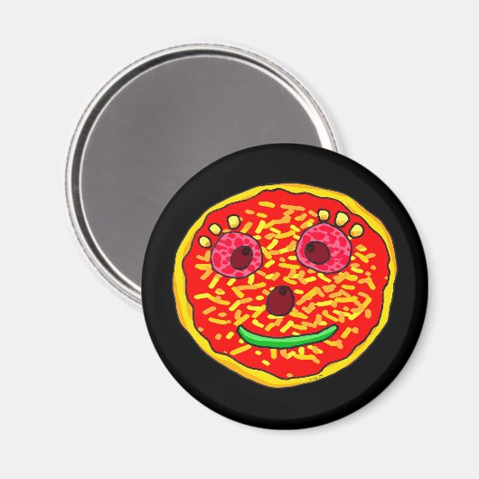 Smiling Pizza Face Illustration Design Magneet (Voorkant / Achterkant)