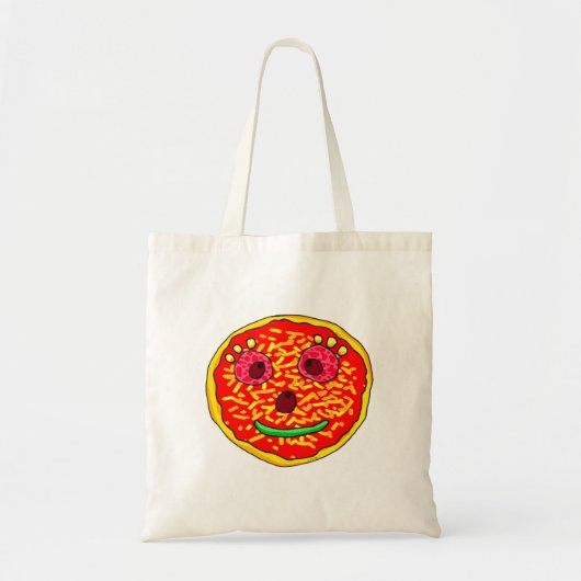 Smiling Pizza Face Illustration Design Tote Bag (Voorkant)