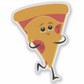 "Smiling Pizza Slice" Schattigee Kawaii Food Stick Sticker (Voorkant)