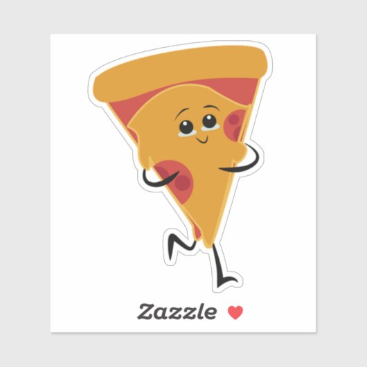 "Smiling Pizza Slice" Schattigee Kawaii Food Stick Sticker (Vel)