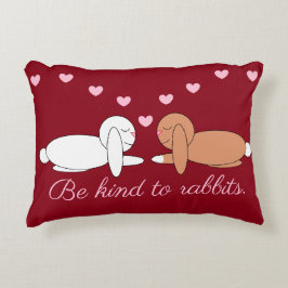 Smiling Rabbits in Love: Maroon Accent Kussen