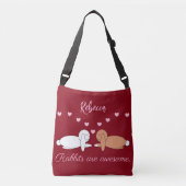 Smiling Rabbits in Love: Maroon Crossbody Tas (Voorkant)