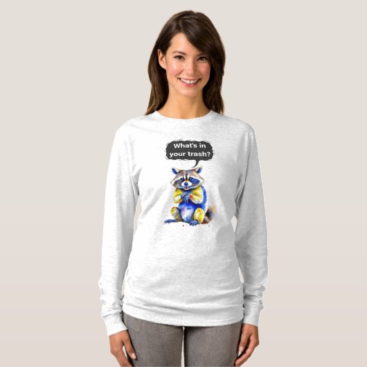 Smiling Raccoon T-shirt - "Wat zit er in je afval? (Voorkant volledig)