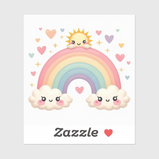 Smiling Rainbow of Love – Kawaii Hearts Sticker (Vel)