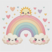Smiling Rainbow of Love – Kawaii Hearts Sticker (Voorkant)