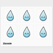 Smiling Raindrop – Cute Kawaii Illustration Vierkante Sticker (Vel)