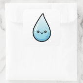 Smiling Raindrop – Cute Kawaii Illustration Vierkante Sticker (Tas)