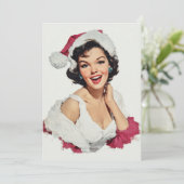 Smiling Retro Christmas Pin-Up Feestdagenkaart (Staand voorkant)