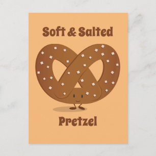 Smiling Salted Pretzel Cartoon Character Food Briefkaart