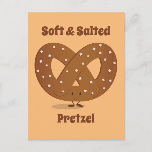 Smiling Salted Pretzel Cartoon Character Food Briefkaart (Voorkant)