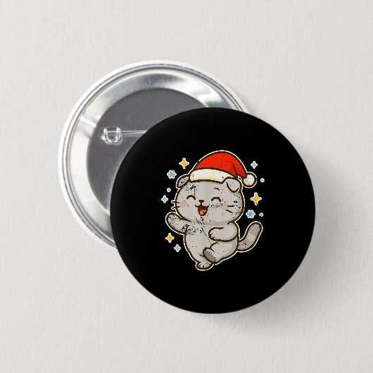 Smiling Santa Cat Holiday Cheer Ronde Button 5,7 Cm (Voorkant /achterkant)