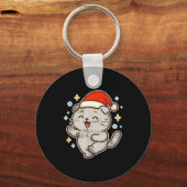 Smiling Santa Cat Holiday Cheer  Sleutelhanger (Voorkant)