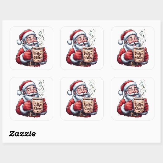 Smiling Santa Coffee Claus Steaming Mug Vierkante Sticker (Vel)